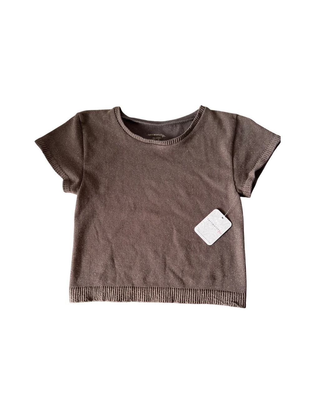Intimately Free People Ribbed Seamless Cropped Tee Fireside Smoke M/L NWT - Picture 1 of 6